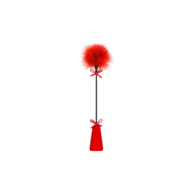 Cravache rouge bdsm avec plumeau 